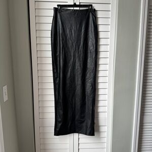 Naked wardrobe faux leather stretch black maxi skirt L